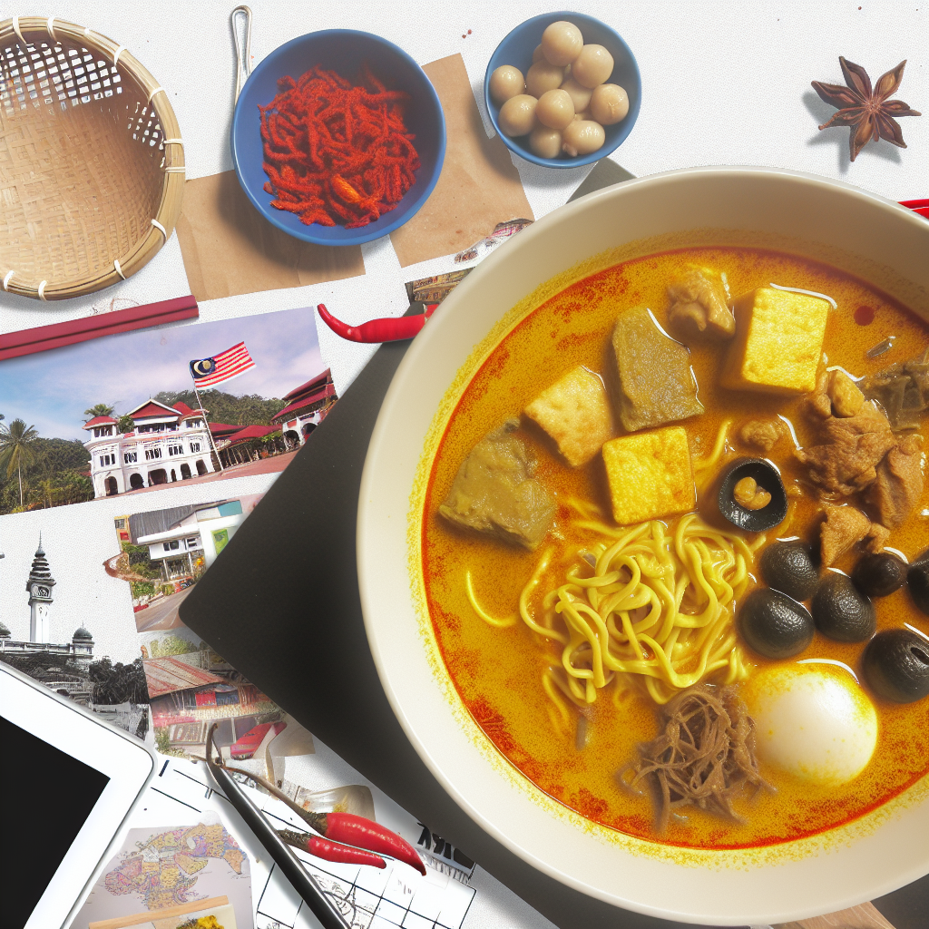 【中式美食】咖喱面(Curry Mee) - 以椰奶咖喱汤为底,配料包括豆腐卜、血蛤、鸡肉等