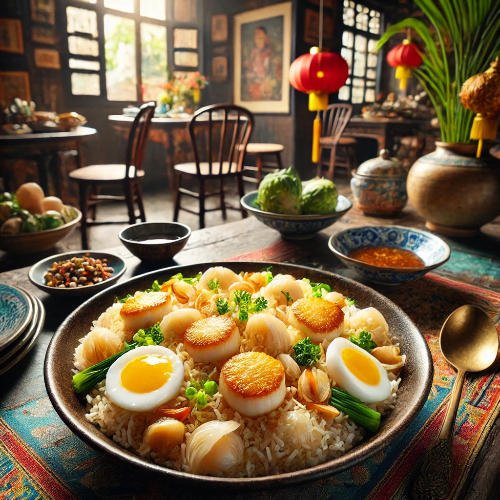 【中式美食】瑶柱蛋白炒饭(Scallop Egg White Fried Rice) - 以瑶柱、蛋白、米饭炒制,口感鲜美