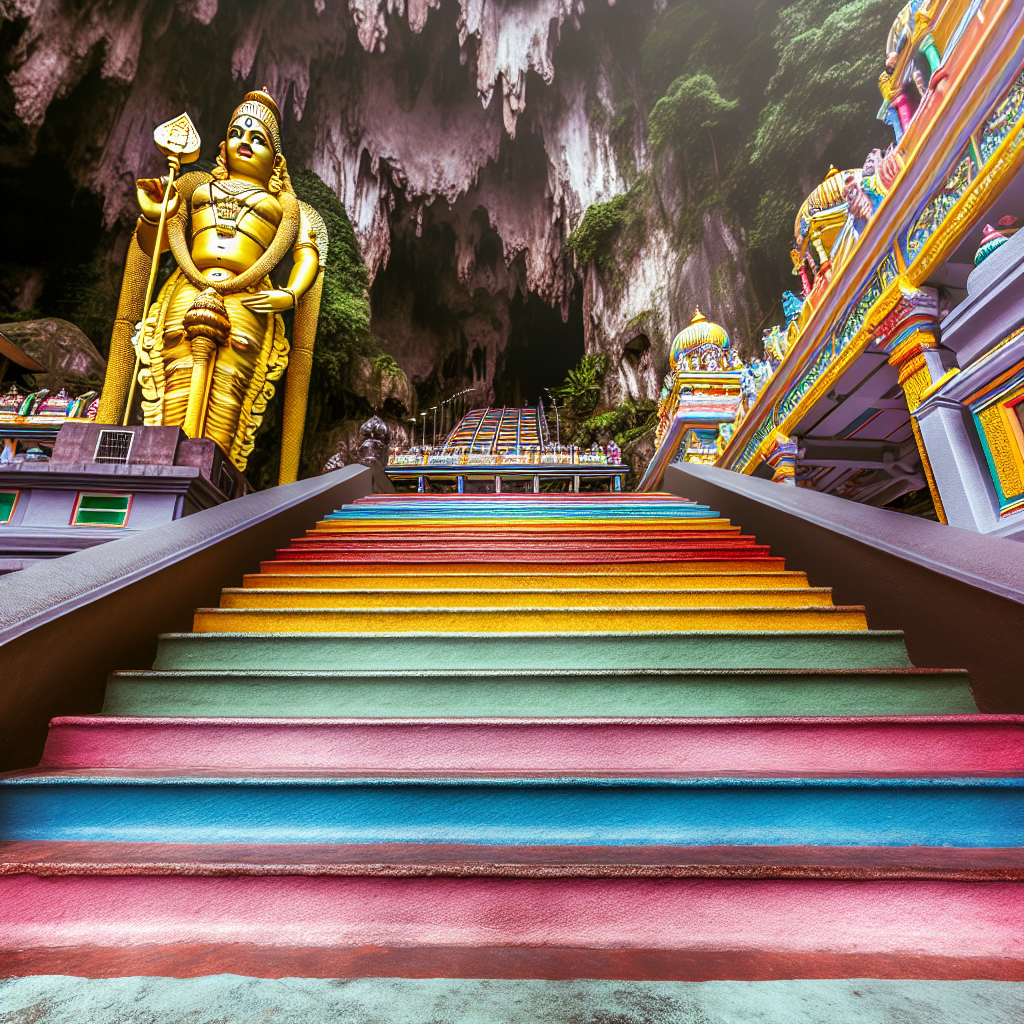 【吉隆坡】黑风洞（Batu Caves） - 印度教圣地，彩色台阶和巨大金色神像