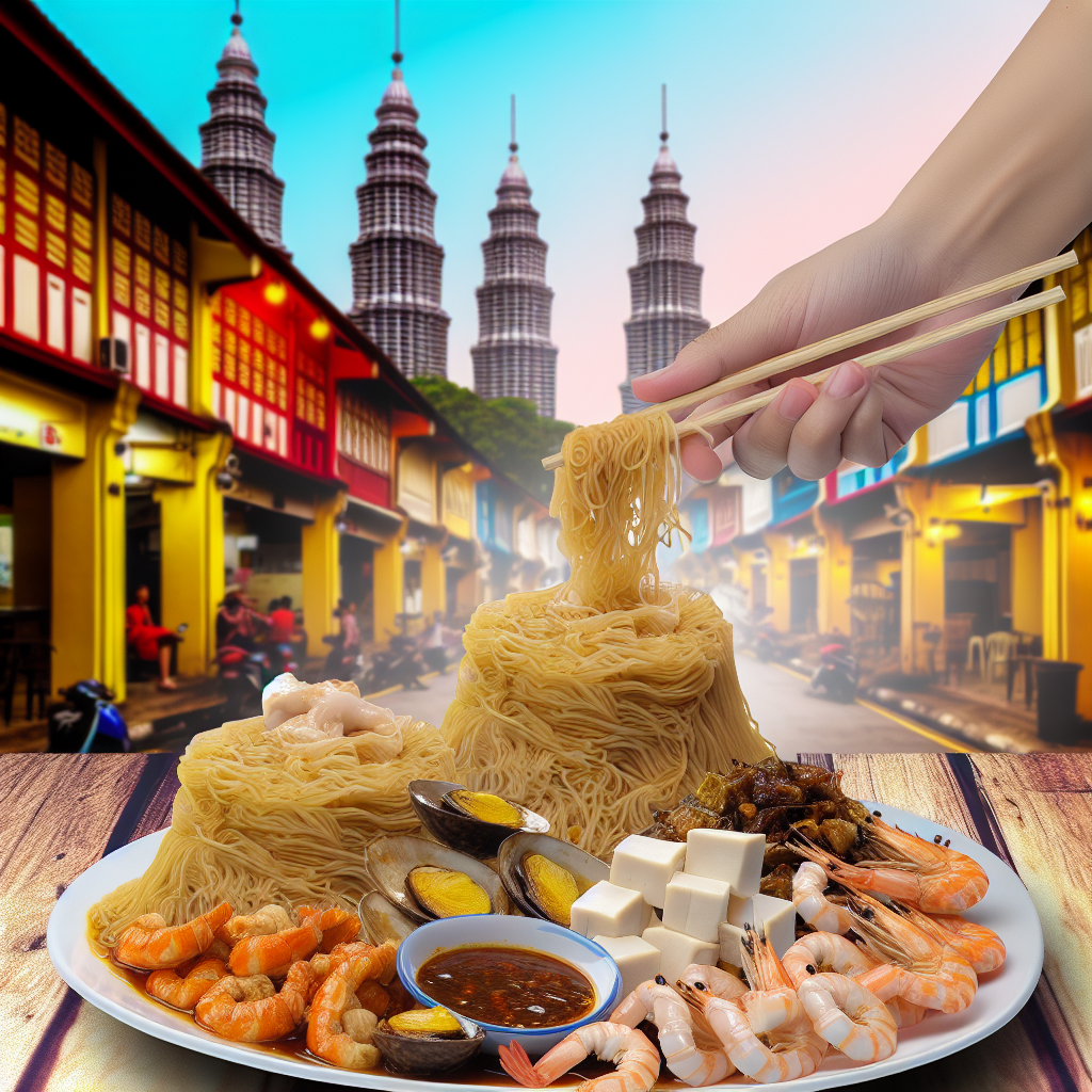 【小吃】沙嗲米粉（Satay Bee Hoon） - 以花生酱拌米粉，搭配海鲜、豆腐、猪肉