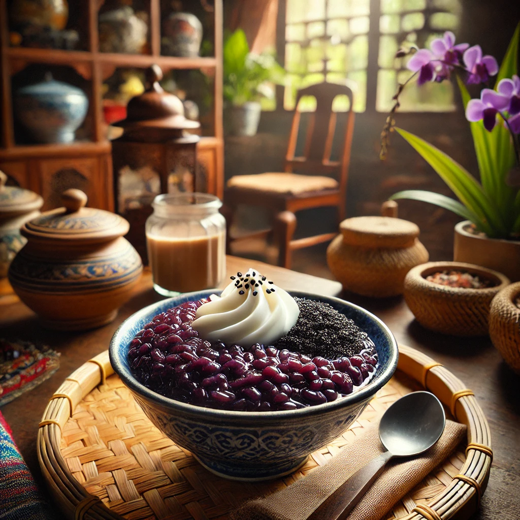 【甜品】黑糯米甜粥（Bubur Pulut Hitam） - 以黑糯米和椰浆熬制的传统甜品