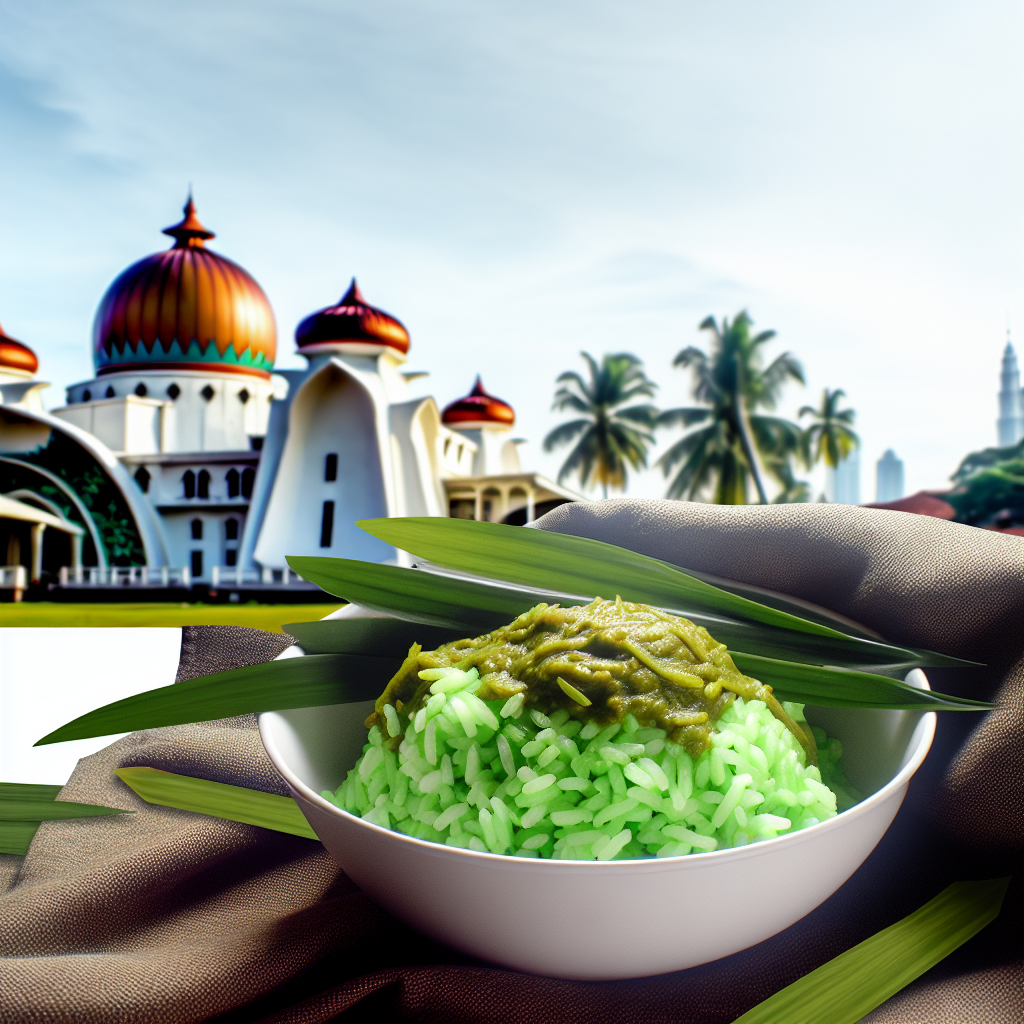 【马来美食】班兰椰浆饭(Nasi Lemak Pandan) - 采用斑斓叶熬煮的绿色椰浆饭